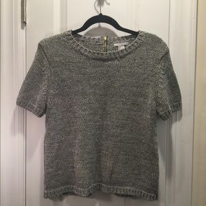 H&M knitted woven sweater with gold zipper back
